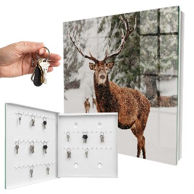 Key cabinet for wall Winter deer