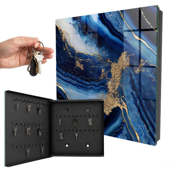 Key cabinet for wall Dark blue stripes
