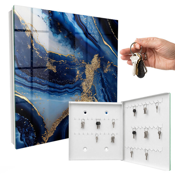 Key cabinet for wall Dark blue stripes