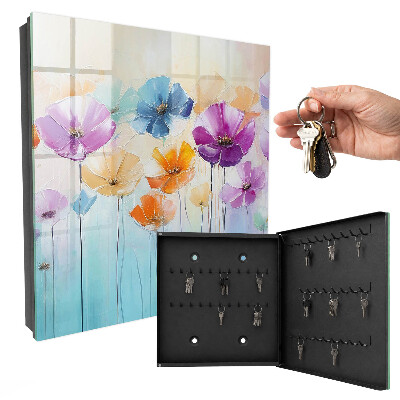Key cabinet for wall Colorful flowers