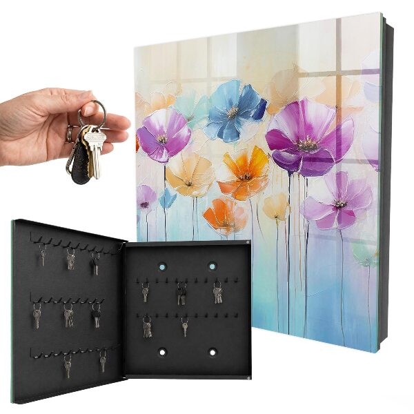 Key cabinet for wall Colorful flowers