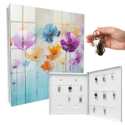 Key cabinet for wall Colorful flowers