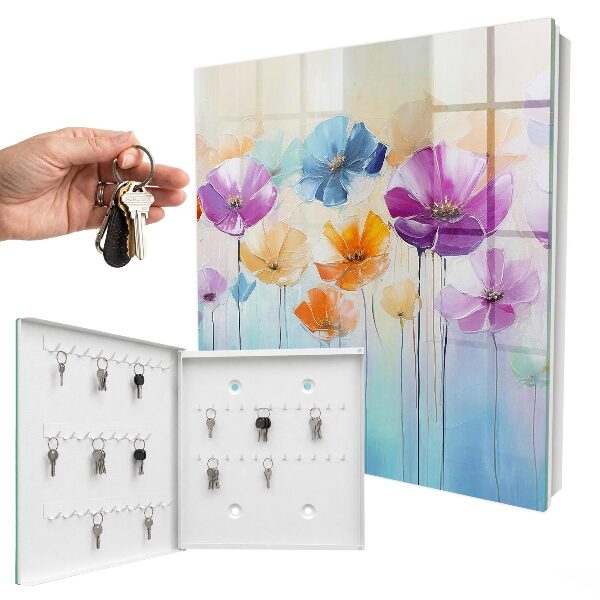 Key cabinet for wall Colorful flowers