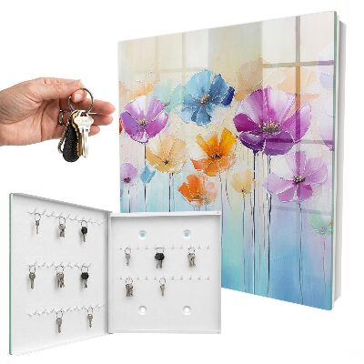 Key cabinet for wall Colorful flowers