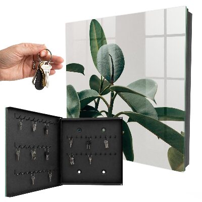 Key cabinet for wall Ficus leaves