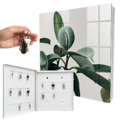 Key cabinet for wall Ficus leaves