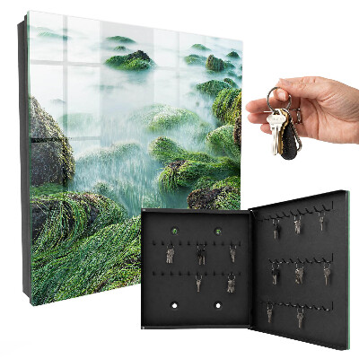Key storage box Green waves