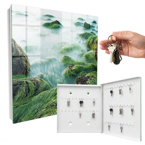 Key storage box Green waves