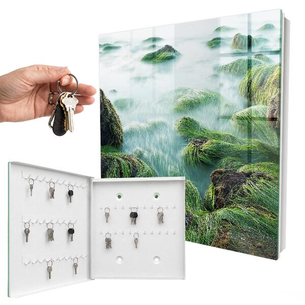 Key storage box Green waves