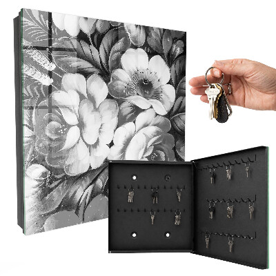 Key storage box Monochrome flowers