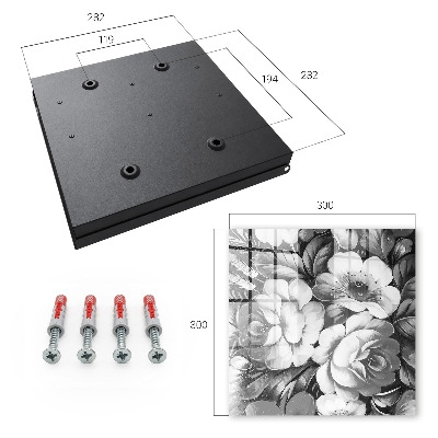 Key storage box Monochrome flowers