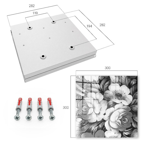 Key storage box Monochrome flowers