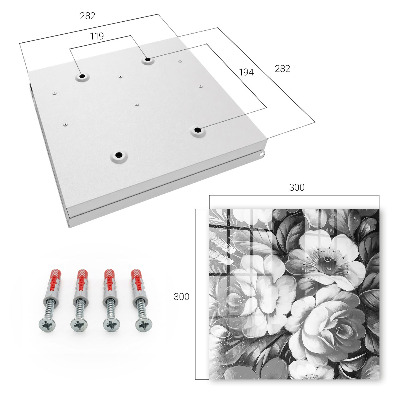 Key storage box Monochrome flowers