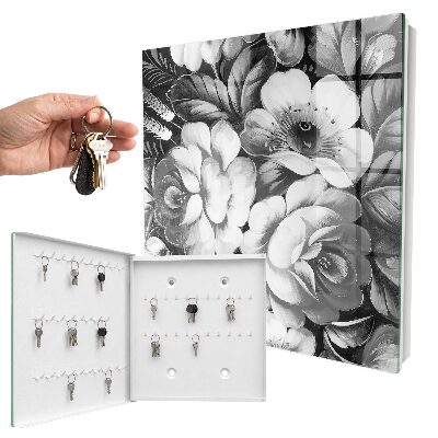Key storage box Monochrome flowers