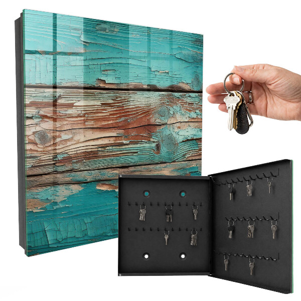 Key cabinet for wall Turquoise wood