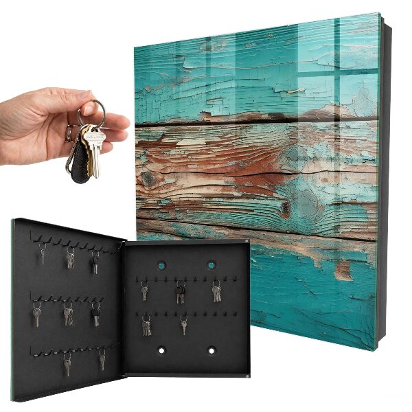 Key cabinet for wall Turquoise wood