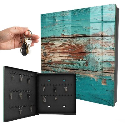 Key cabinet for wall Turquoise wood
