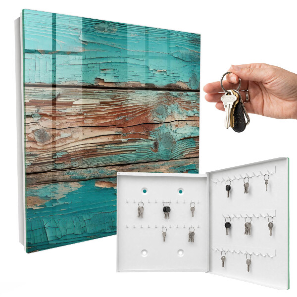Key cabinet for wall Turquoise wood