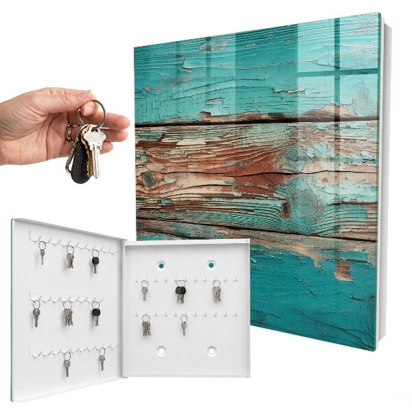 Key cabinet for wall Turquoise wood