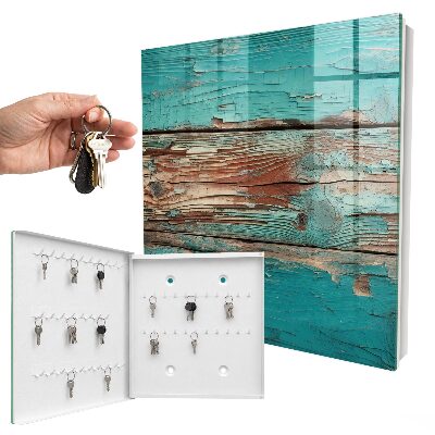 Key cabinet for wall Turquoise wood