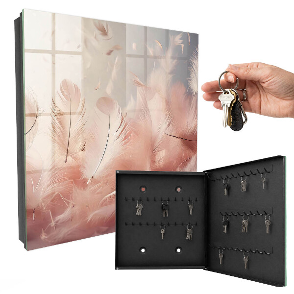 Key cabinet for wall Pastel feathers