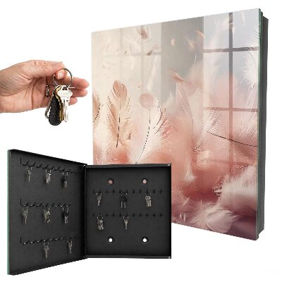 Key cabinet for wall Pastel feathers