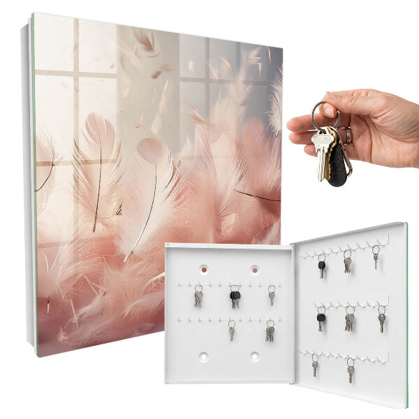 Key cabinet for wall Pastel feathers