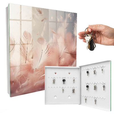 Key cabinet for wall Pastel feathers