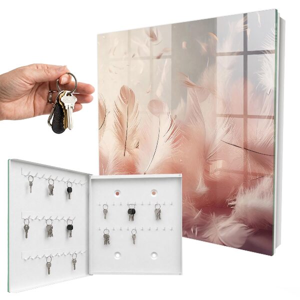 Key cabinet for wall Pastel feathers