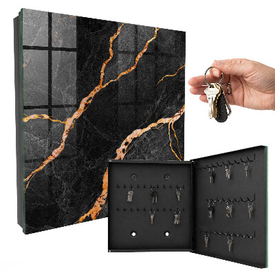 Key storage box Black and orange stone