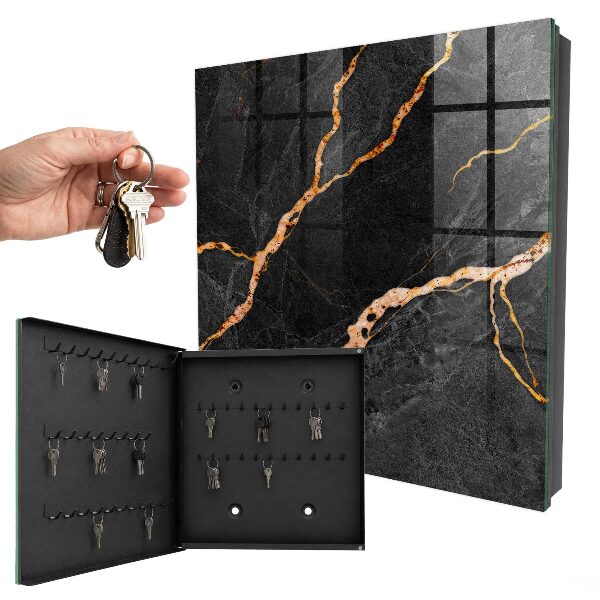 Key storage box Black and orange stone