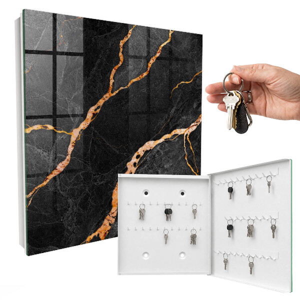 Key storage box Black and orange stone