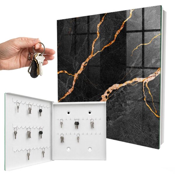 Key storage box Black and orange stone