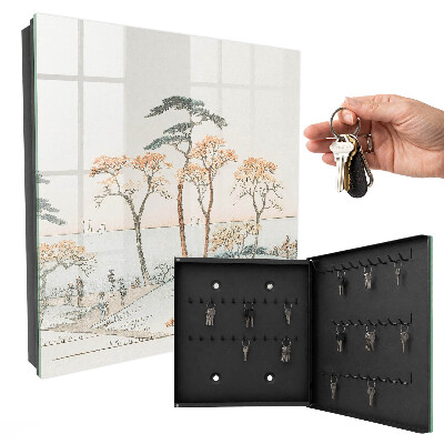 Key cabinet for wall Japanese landscape