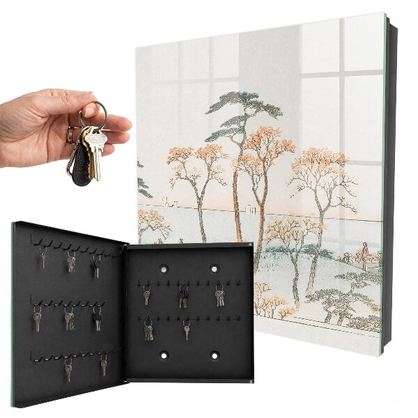 Key cabinet for wall Japanese landscape