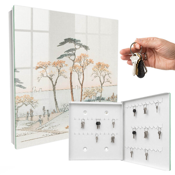 Key cabinet for wall Japanese landscape