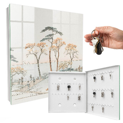 Key cabinet for wall Japanese landscape