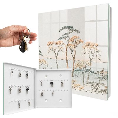 Key cabinet for wall Japanese landscape