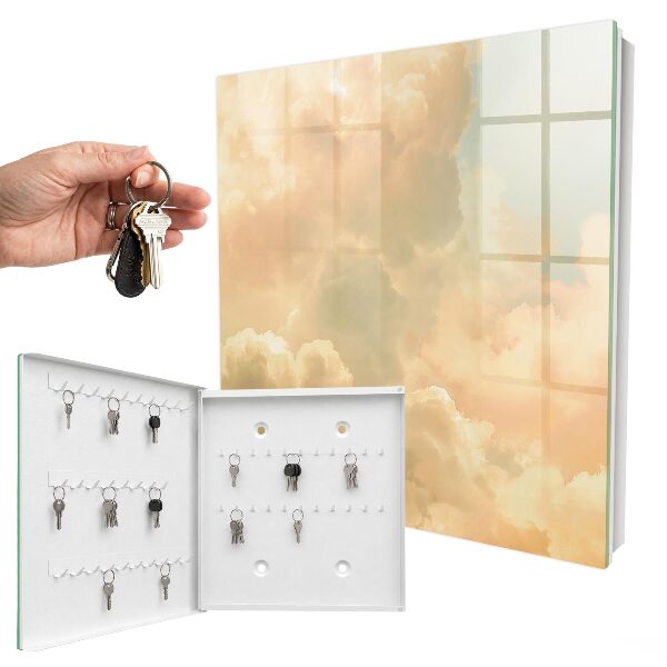 Key storage box Pastel clouds
