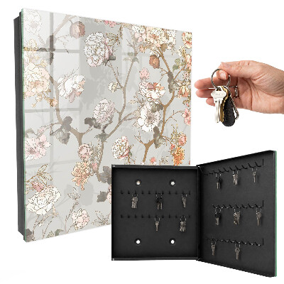 Key cabinet for wall Flower branches