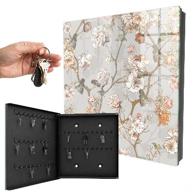Key cabinet for wall Flower branches