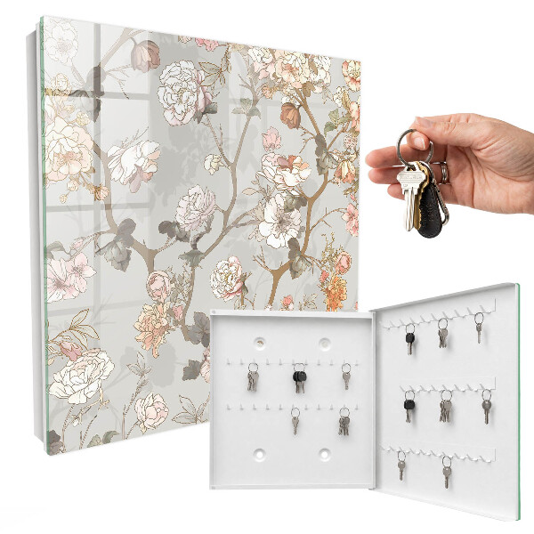 Key cabinet for wall Flower branches