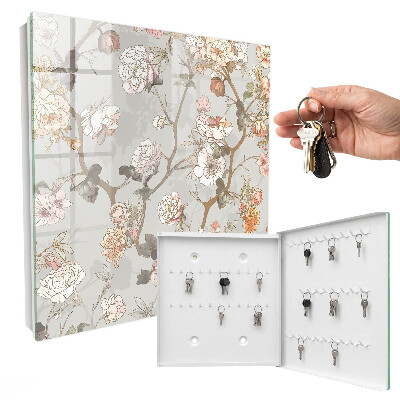 Key cabinet for wall Flower branches