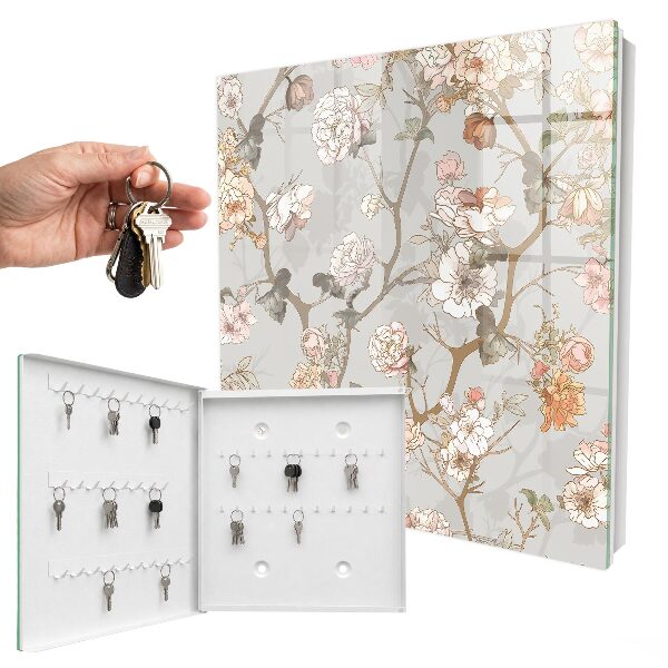 Key cabinet for wall Flower branches