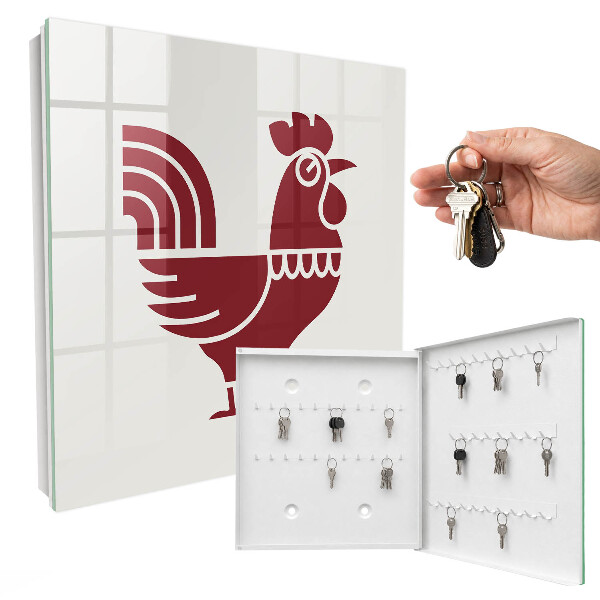 Key box Rooster in folk style