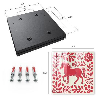 Key cabinet for wall Folk illustration with a horse motif