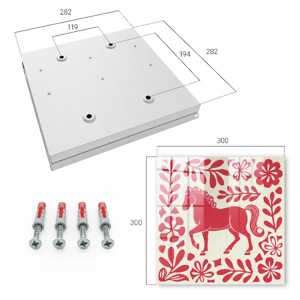 Key cabinet for wall Folk illustration with a horse motif