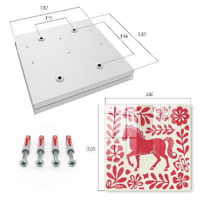 Key cabinet for wall Folk illustration with a horse motif