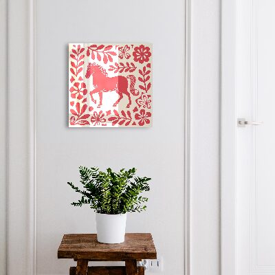 Key cabinet for wall Folk illustration with a horse motif