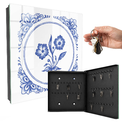 Key cabinet for wall Blue flowers